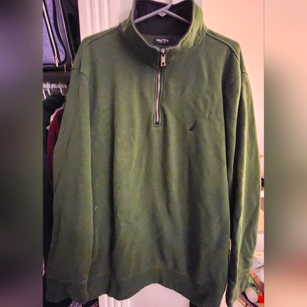 Vintage Nautica Green 3/4 Zip up Sweater